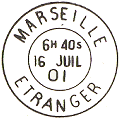 Timbre à date au type 84ST (Sans Tirets) avec mention : ETRANGER /