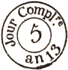 Timbre à date type II de 1802 avec jour complémentaire /