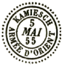 Timbre à date au type 22 avec mention KAMIESCH ARMEE D ORIENT /
