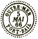 Timbre  date au type 22 avec mention OUTRE-MER et nom de ville / 