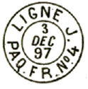 Timbre à date des lignes maritimes au type 84M avec mention diverses /