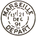 Timbre à date au type 84 avec mention : DEPART /