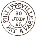 Timbre à date au type 15M avec ville et mention bateau à vapeur sous diverses abréviations (BATEAU A VAPEUR, BAT. A VAP, etc.) /