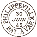 Timbre  date au type 15M avec ville et mention bateau  vapeur sous diverses abrviations (BATEAU A VAPEUR, BAT. A VAP, etc.) / 