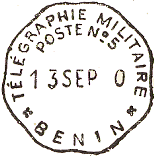 Timbre à date avec mention TELEGRAPHIE MILITAIRE POSTE et numéro et ville /