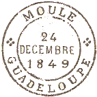 Timbre à date circulaire avec nom de ville et mention : GUADELOUPE /