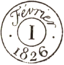 Timbre  date  deux cercles avec points / 