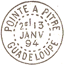 Timbre  date de 23 mm des colonies avec leve centre avec tirets et sans fleurons / 