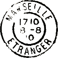 Timbre à date au type 84ST (Sans Tirets) avec mention : ETRANGER /