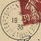 Timbre à date avec mention : EXPSORITION PHILATELIQUE / ST ETIENNE /