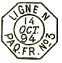 Timbre à date des lignes maritimes au type 84M-OCT avec mention diverses / 