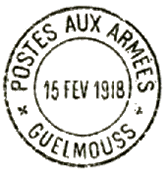 Timbre à date grand format avec mention POSTES AUX ARMEES et ville /