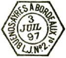 Timbre à date des lignes maritimes au type 84M-HEX avec mention de la ligne et numéro de paquebot /