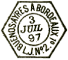 Timbre  date des lignes maritimes au type 84M-HEX avec mention de la ligne et numro de paquebot / 