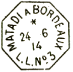 Timbre à date des lignes maritimes au type 04M-OCT avec mention de la ligne et du paquebot /