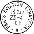 Timbre à date au type A7 avec mention : PARIS AVIATION - ETRANGER / - lettre - /