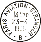 Timbre à date au type A7 avec mention : PARIS AVIATION - ETRANGER / - lettre - / 