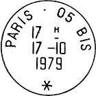 Timbre à date au type A9 avec mention : "PARIS - 05 BIS" / "*" /
