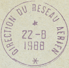 Timbre à date au type a8 avec mention : DIRECTION DU RESEAU AERIEN /