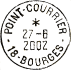 Timbre  date au type A9 avec mention "POINT COURRIER / 