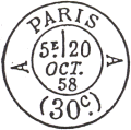 Timbre à date pour les lettres en port du de Paris à Paris /