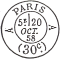 Timbre  date pour les lettres en port du de Paris  Paris / 