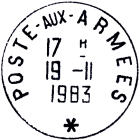 Timbre à date avec mention POSTE - AUX - ARMEES et astérisque dans le bas du timbre à date /