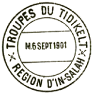 Timbre  date avec mention : TROUPES DU TIDIKELT REGION D IN SALAH / 