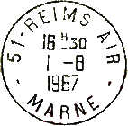 Timbre à date avec mention : numéro de département + ville + AIR / Nom de département / 