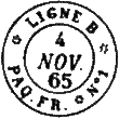 Timbre à date des lignes maritimes au type 15M avec fleurons et mention de la ligne et du paquebot /