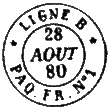 Timbre  date des lignes maritimes au type 15M avec toiles et mention de la ligne et du paquebot / 