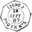 Timbre à date des lignes maritimes au type 15M-OCT-P avec ligne et paquebot /