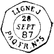 Timbre  date des lignes maritimes au type 15M-OCT-P avec ligne et paquebot / 