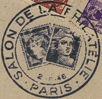 Timbre à date avec mention : CENTENAIRE DU TIMBRE POSTE - PARIS /
