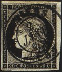 Les oblitération de janvier 1849