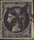 Oblitération de Janvier 1849 - Bureau J (Rosette)