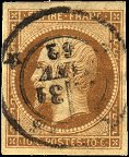 Timbre à date au type 17 avec mention : PARIS * *