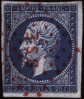Oblitérations diverses sur 20c Napoléon III non dentelé