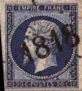 Oblitérations diverses sur 20c Napoléon III non dentelé