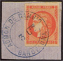 Timbre espagnol bleu avec mention : ADMON DE CAMBIO / BARCELONA