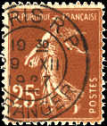 Semeuse  fond plein - Timbre et oblitration