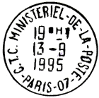 Timbre  date avec mention : C.T.C MINISTERIEL-DE-LA-POSTE / - PARIS - 07 - / 