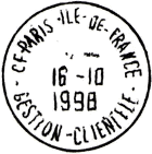 Timbre  date avec mention : CF-PARIS-ILE-DE-FRANCE / - GESTION CLIENTELE - / 