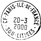 Timbre à date avec mention : CF-PARIS-ILE-DE-FRANCE / - SUD - LITIGES -