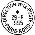 Timbre  date avec mention : DIRECTION-DE-LA-POSTE / - PARIS-NORD - / 