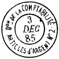 Timbre  date avec mention : DON DE LA COMPTABILITE / ARTICLES D'ARGENT N2 / 