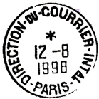 Timbre  date avec mention : DIRECTION-DU-COURRIER-INTAL / - PARIS - / 
