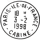 Timbre à date avec mention : PARIS-ILE-DE-FRANCE / - CABINE -