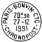 Timbre  date avec mention : PARIS-BONVIN-CTC / - CHRONOPOST -