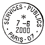Timbre à date avec mention : SERVICES-PUBLICS / - PARIS-007 -